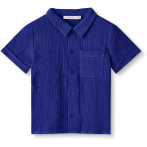Fliink Mazerine Blå Hello Ss Skjorte - Str. 12 mdr/80 cm