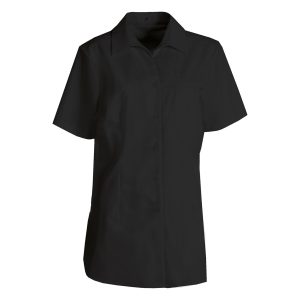 Nybo Sort Dame Performance Skjorte, Kortærmet, Taljeret, Industriel Vask - 2XL