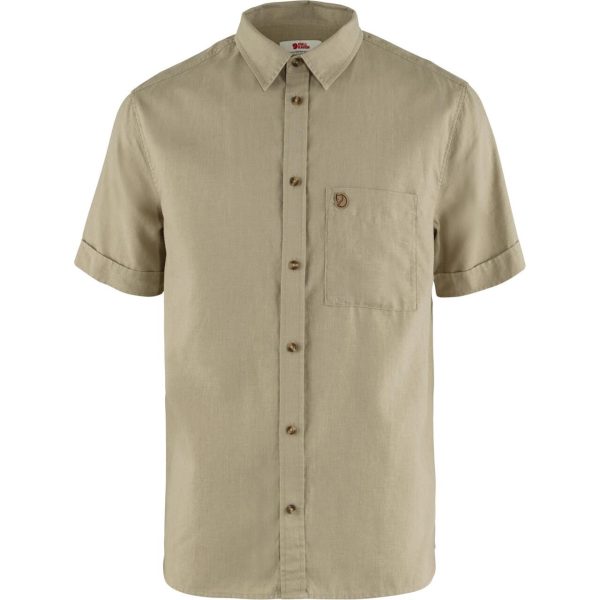 Fjällräven Mens Övik Travel Shirt S/S (Beige (SAND STONE/195) Large)