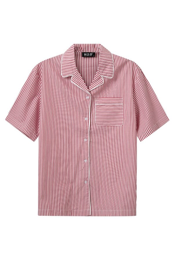 H2O - Skjorte - Rønne Essential Pajamas Shirt - Red/White (Levering midt december)