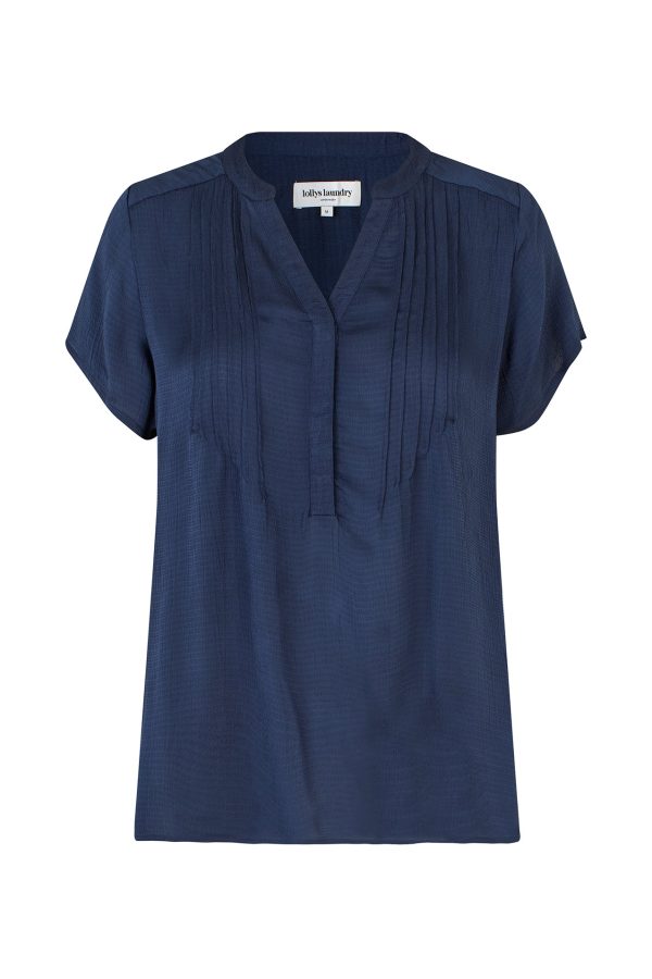 Heather kortærmet bluse - Dark Blue