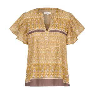 Isabel kortærmet bluse - Mustard