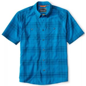 Orvis Tech Chambray Work SS Skjorte Navy/Pacificblue