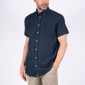 Pre End - Frey kortærmet hørskjorte I navy