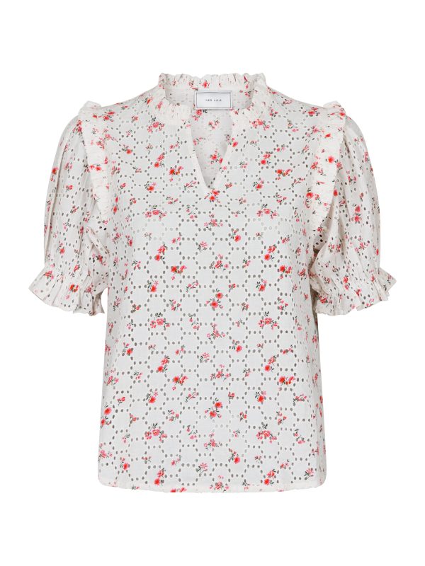 Rosalie Embroidery Rose bluse - pink
