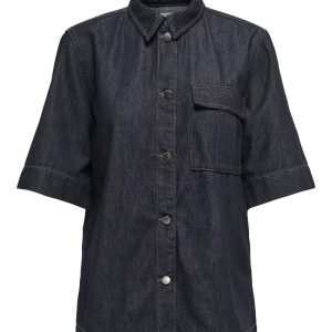 JDY - Skjorte - Sansa Ss Oversize Shirt - Dark Blue Denim