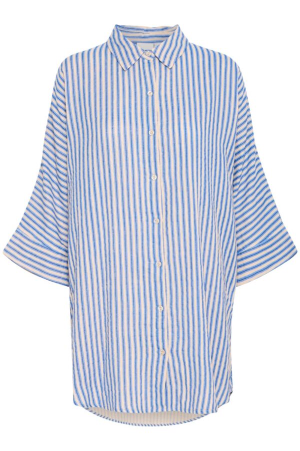 Ichi - Skjorte - IA Foxa Striped Beach SH - Della Robbia Blue Stripe