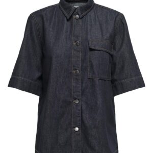 JDY - Skjorte - Sansa Ss Oversize Shirt - Dark Blue Denim